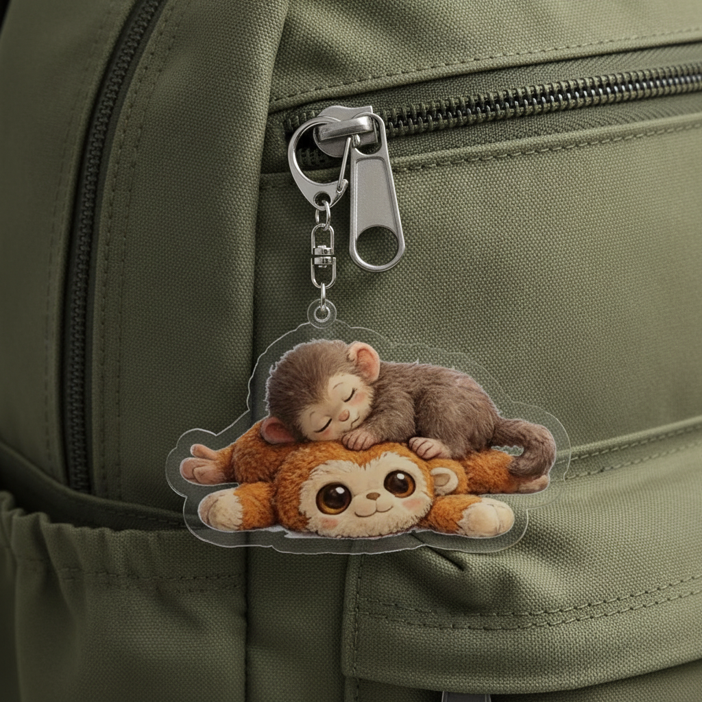 Zoo Punch Monkey Acrylic Keychain And Backpack Accessories — view 3