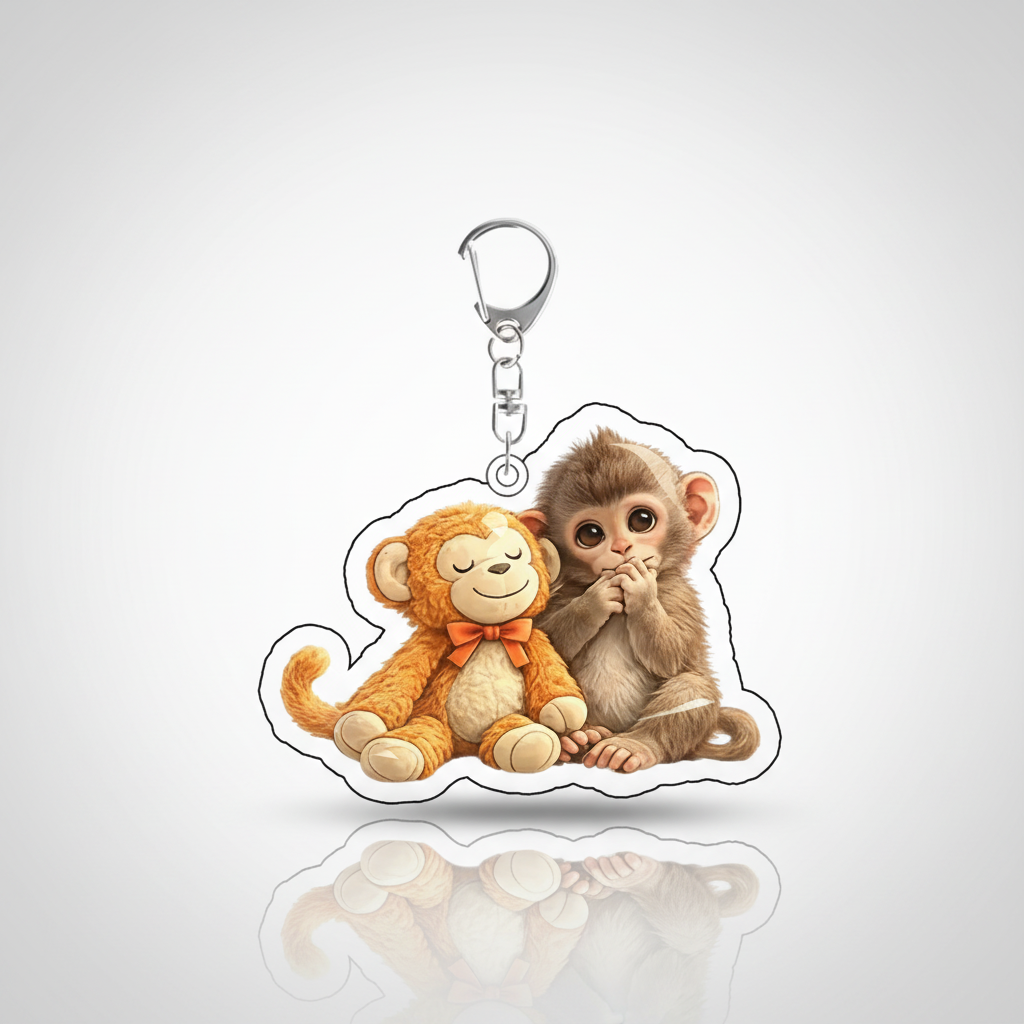 Zoo Punch Monkey Acrylic Keychain And Backpack Accessories — view 2