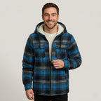 Sherpa Lined Plaid Flannel Zip Hoodie Jacket — view 5