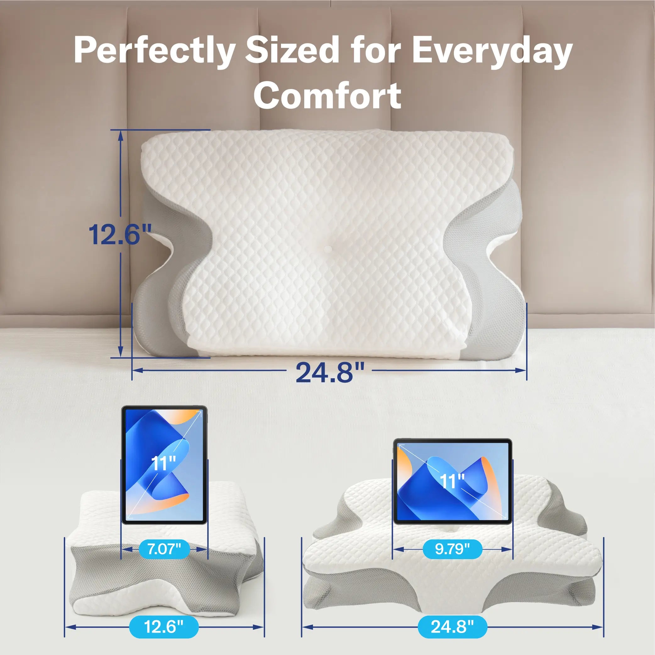 Generously sized pillow dimensions