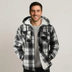 Sherpa Lined Plaid Flannel Zip Hoodie Jacket — view 2