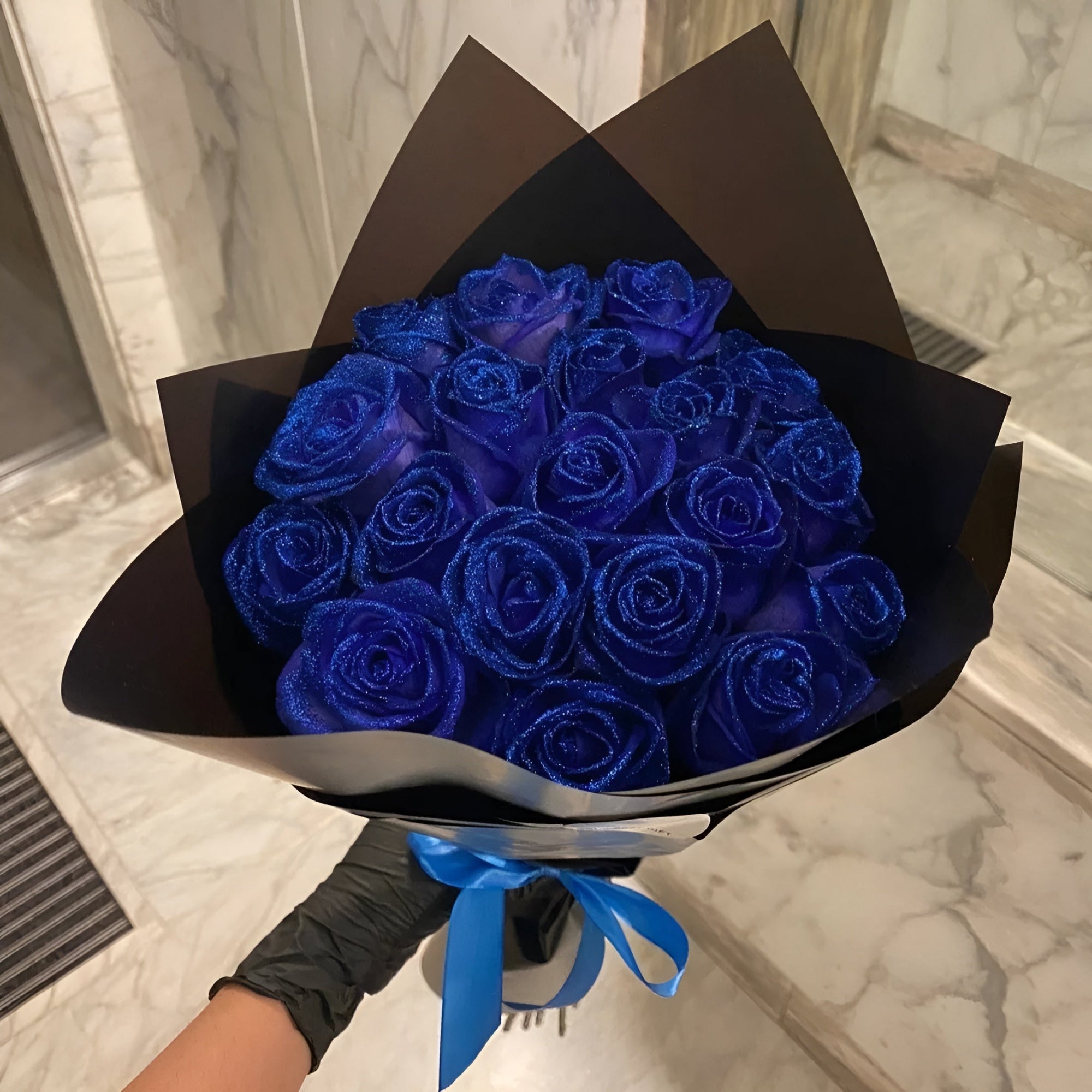 Customizable Glitter Rose Bouquet With Decorative Crown And Butterflies — view 2