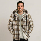 Sherpa Lined Plaid Flannel Zip Hoodie Jacket — view 7