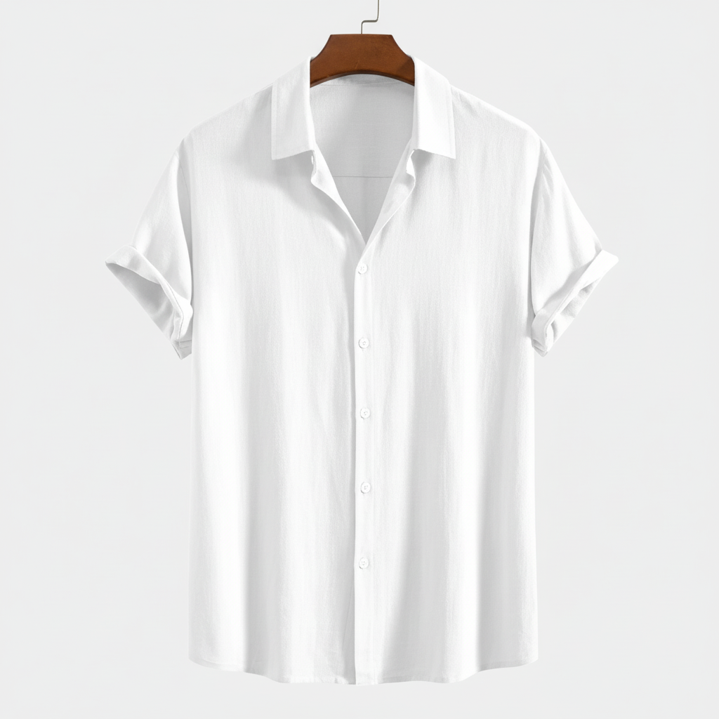 Rayon Linen Blend Button Up Shirt — view 14