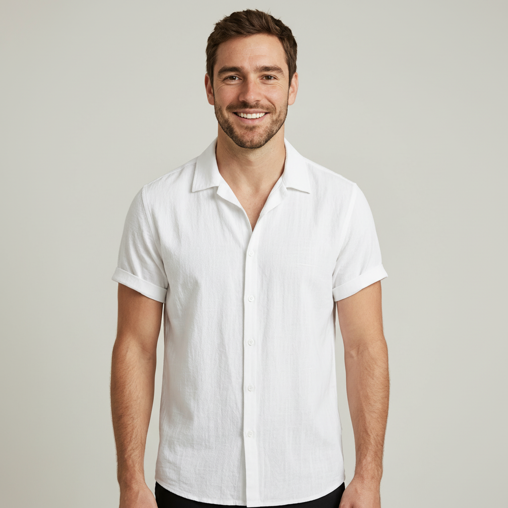 Rayon Linen Blend Button Up Shirt — view 6